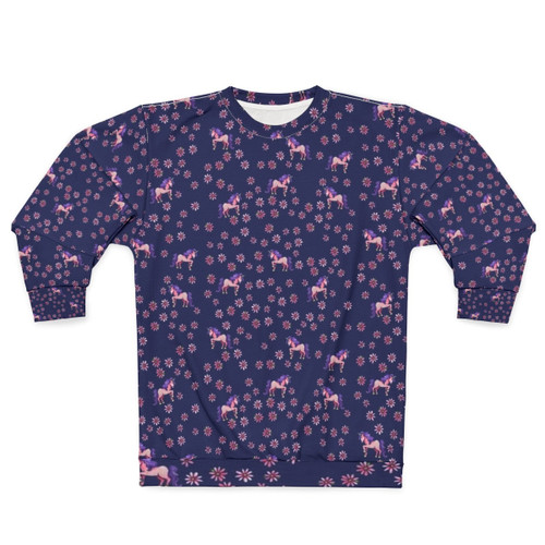 Retro unicorn flowers floral graphic sweatshirt