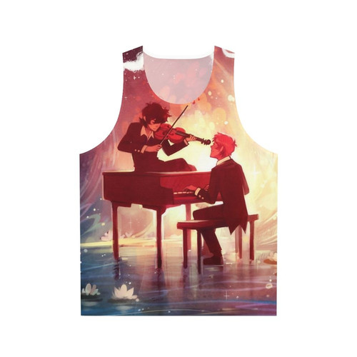 Symphony Unisex Tank Top with Piano and Seascape