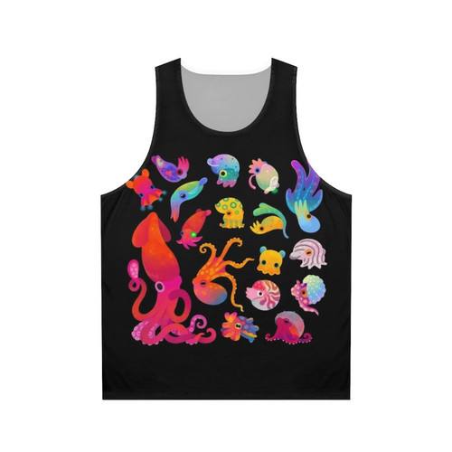 Cephalopod unisex tank top featuring octopus and squid designs