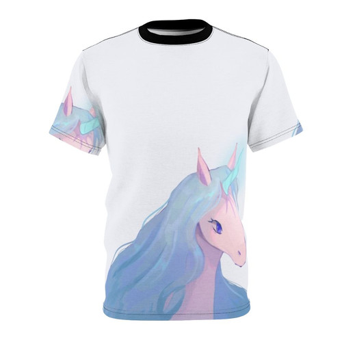 A vintage-inspired t-shirt featuring a beautiful illustration of the iconic unicorn from the classic 80s fantasy film "The Last Unicorn".