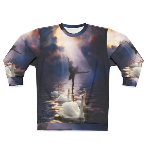 Swan Lake inspired sweatshirt with dramatic sky and light