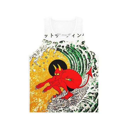 Unisex surf or die Japanese tattoo tank top