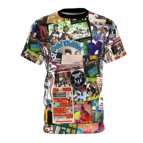 Retro old school hip hop inspired t-shirt with a collage design