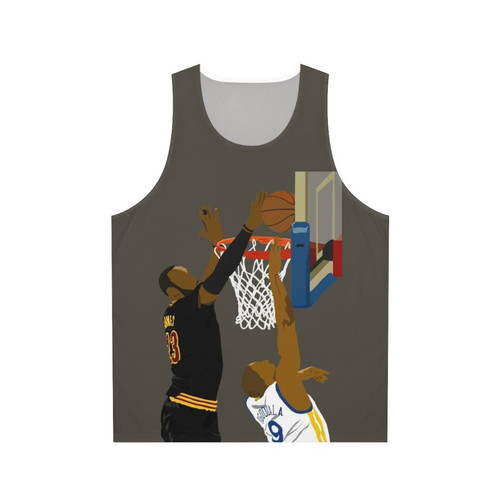 Unisex Basketball Tank Top with LeBron James Blocked Shot