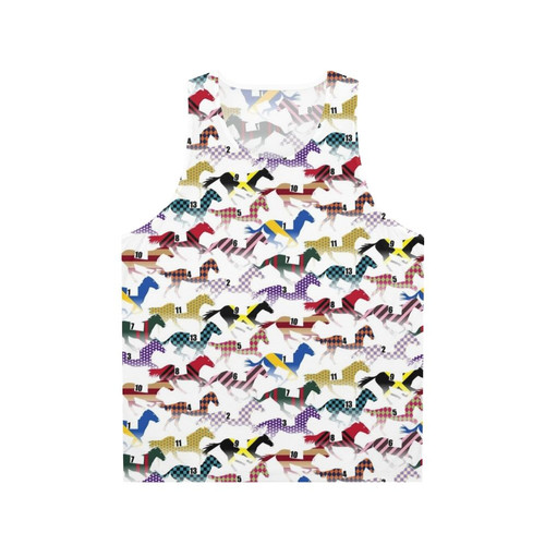Unisex tank top with a colorful jockey silks pattern design