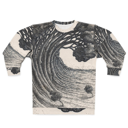 Tree wave design sweatshirt with nature-inspired pattern
