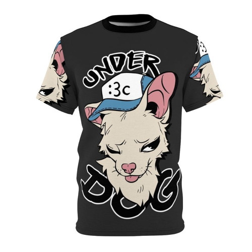 Colorful all-over-print t-shirt featuring a dog-inspired design