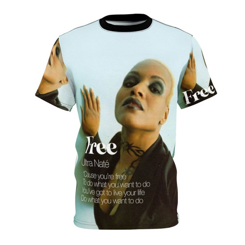 Colorful graphic t-shirt design inspired by the iconic album cover of Ultra Nate's house music classic
