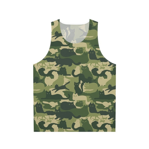 Green cat camouflage pattern unisex tank top