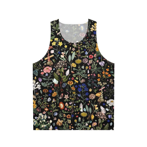 Unisex tank top with floral digital art design