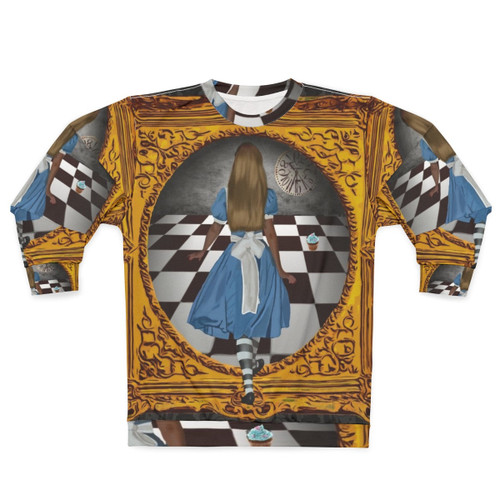 Alice in Wonderland-inspired gold and blue sweatshirt