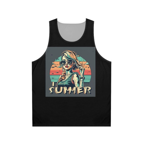 Unisex summer tank top in bright, happy design