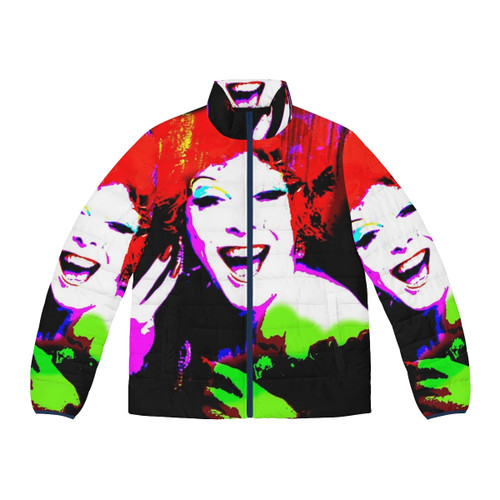 Patti Labelle inspired hot pink puffer jacket with pop art design