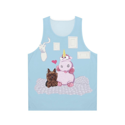 Unisex Family Portrait Tank Top with Cute Dog and Silly Unicorn