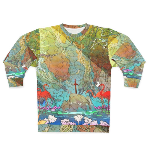 Fantasy sword sweatshirt with video game inspired design