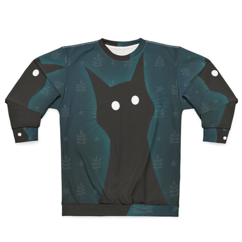 Spooky black cat sweatshirt with illustration