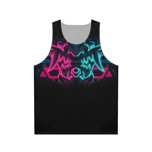 Unisex tank top with Japanese samurai and vaporwave aesthetic design