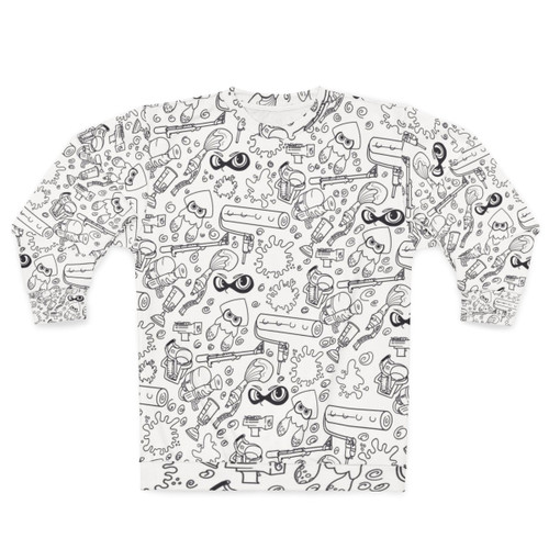 Splatoon-themed sweatshirt with characters and ink splatter design