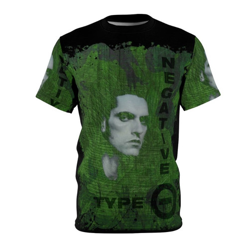 Commemorative T-shirt design featuring imagery and references to the iconic gothic metal band Type O Negative and its frontman Peter Steele.