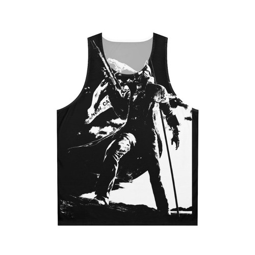 Black and white unisex tank top with NCR ranger flag design