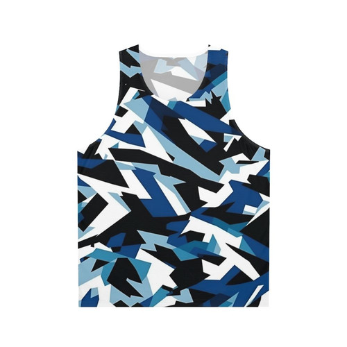 Navy blue dazzle camouflage unisex tank top