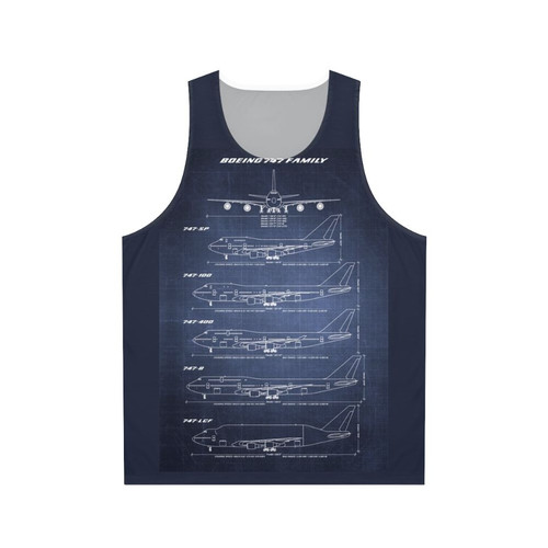 Boeing 747 Blueprint Unisex Tank Top
