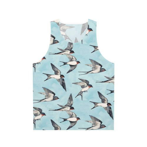 Watercolor tank top with swallows in flight