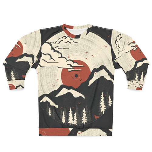Mountain inspired sweatshirt with nature and wildlife designs