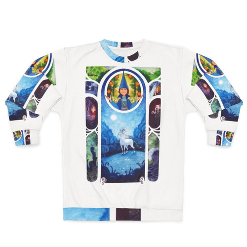 Colorful art nouveau style unicorn sweatshirt with magical design