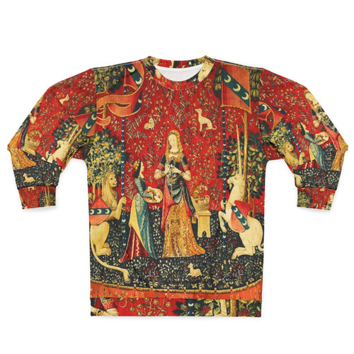 Lady and the Unicorn inspired sweatshirt with mythical unicorn design