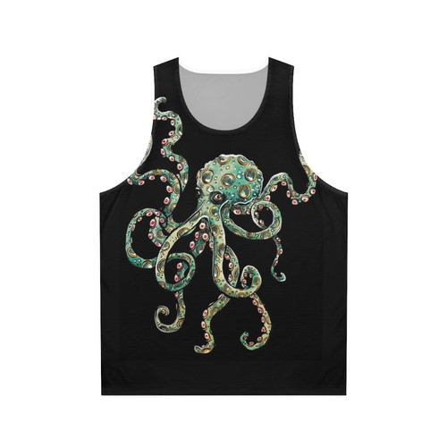 Watercolor Green Octopus Unisex Tank Top