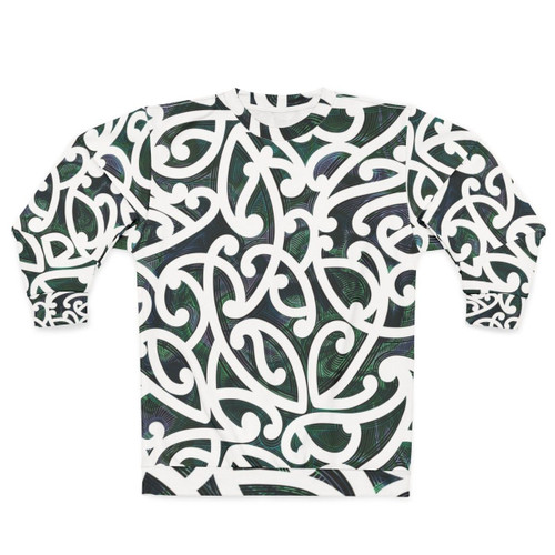 Maori Paua Sweatshirt with Intricate Polynesian Art Design
