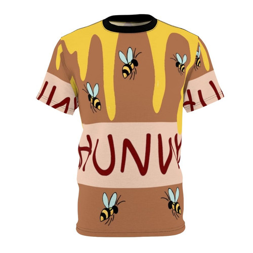 Illustration of a cute honey bear character with a honey pot or hunny pot