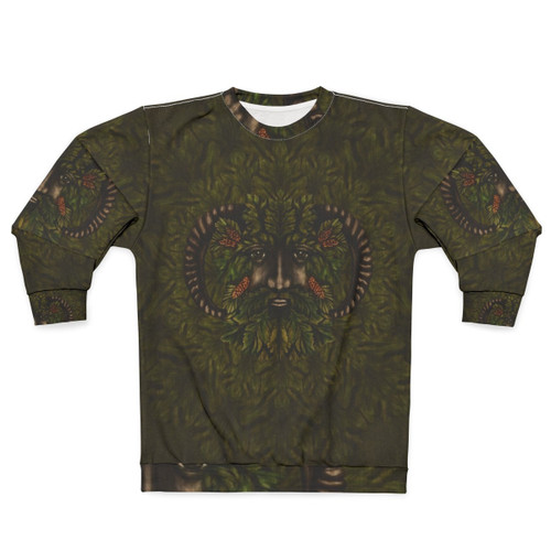 The Green Man Pagan Sweatshirt with Foliate Head Symbol