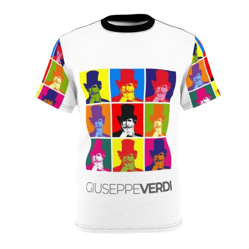 A stylish Giuseppe Verdi pop art portrait t-shirt design.