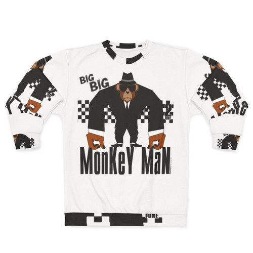 Monkey man graphic on a cozy ska inspired sweatshirt