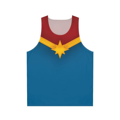Patriotic superhero unisex tank top with metallic star design