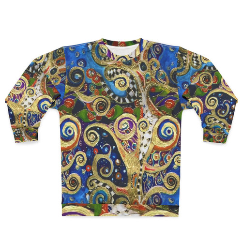 Gustav Klimt-inspired sweatshirt with abstract tree of life design