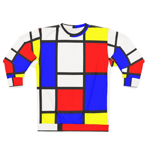 Mondrian-inspired sweatshirt with abstract, geometric color-block design