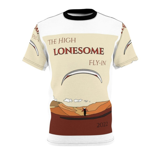 Paragliding t-shirt featuring an illustration of a paraglider in flight