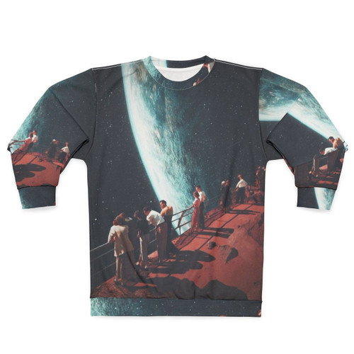 Retro futuristic sweatshirt with surreal space and nostalgic design