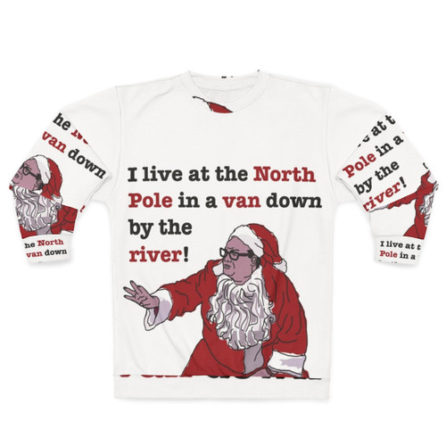 Chris Farley as Matt Foley in a Christmas-themed sweatshirt