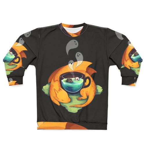 Spooky pumpkin dragon design on a cozy sweatshirt