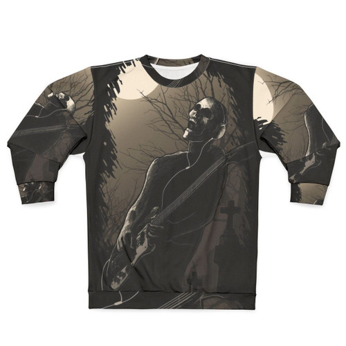 Midnight Rock Sweatshirt with Skull and Skeleton Graphic