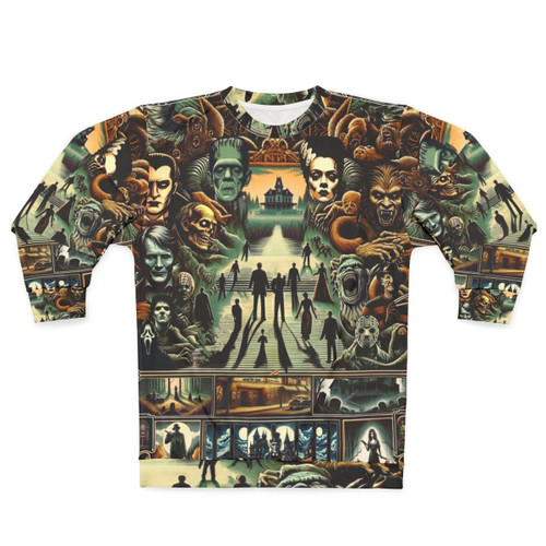 Midnight Macabre Horror Sweatshirt with Spooky Monsters