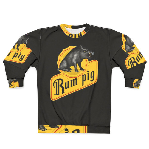Rum Pig Sweatshirt with Cartoon Pig Logo