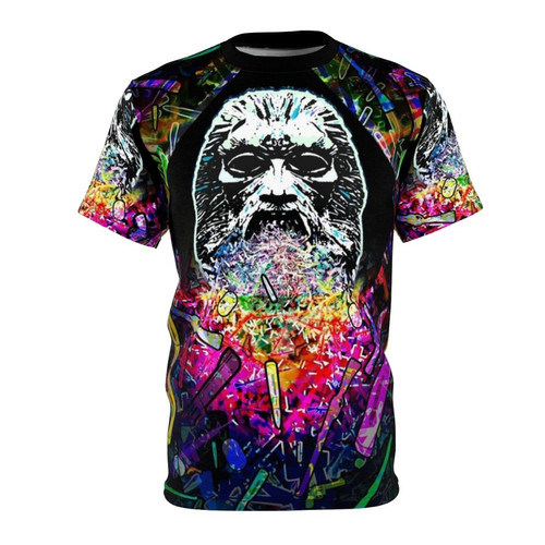 Zardoz-inspired "The Gun Is Good" unisex t-shirt featuring a dystopian, futuristic design.