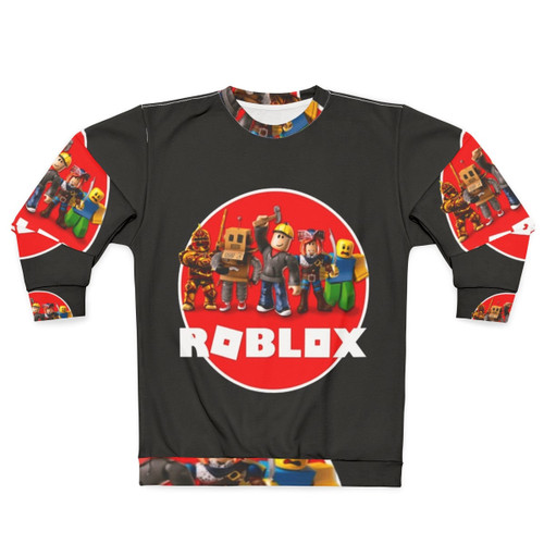 Roblox characters and logo printed on a comfortable sweatshirt for gamers