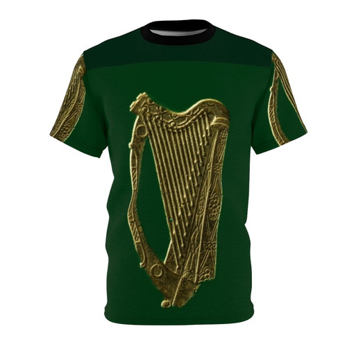 A high-quality t-shirt featuring a beautiful illustration of the iconic Irish Celtic harp, a symbol of Irish culture and heritage.