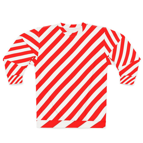 Red and White Diagonal Stripes Sweatshirt